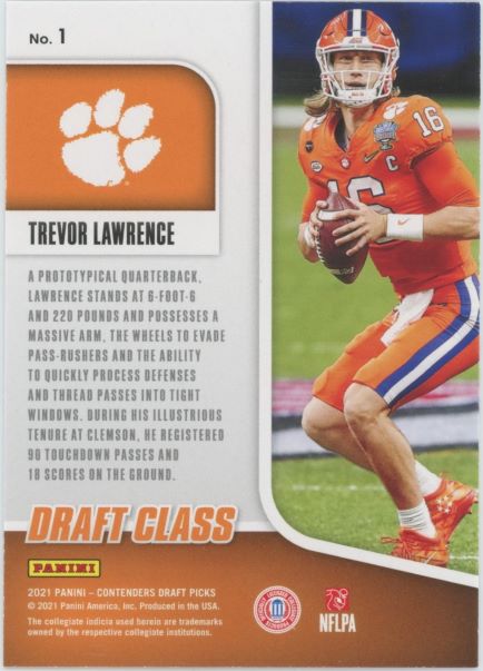 2021 Panini Contenders Draft Picks Trevor Lawrence Draft Class Red Foil Rookie #1