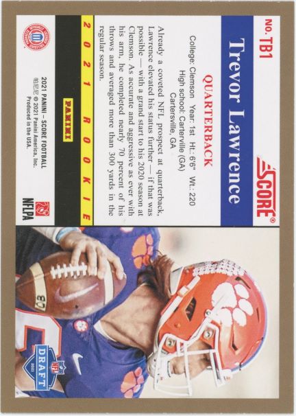 2021 Panini Score Trevor Lawrence 1991 Throwback Rookie #TB1