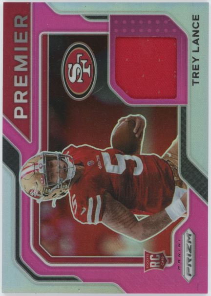 2021 Panini Prizm Trey Lance Premier Rookie Patch Pink SP #PJ-3