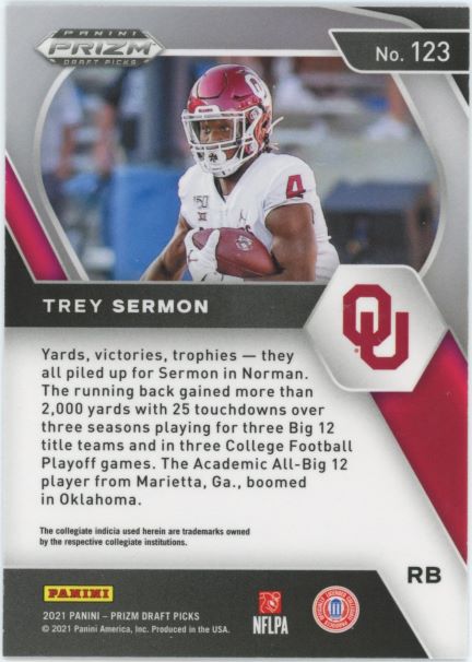 2021 Panini Prizm Draft Picks Trey Sermon Rookie #123