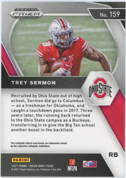 2021 Panini Prizm Draft Picks Trey Sermon Rookie #159