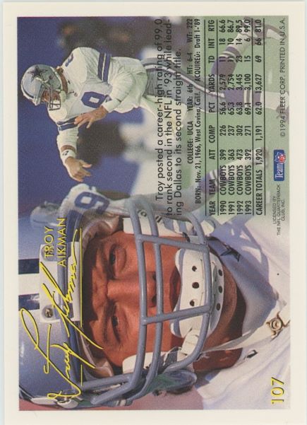 1994 Fleer Troy Aikman #107