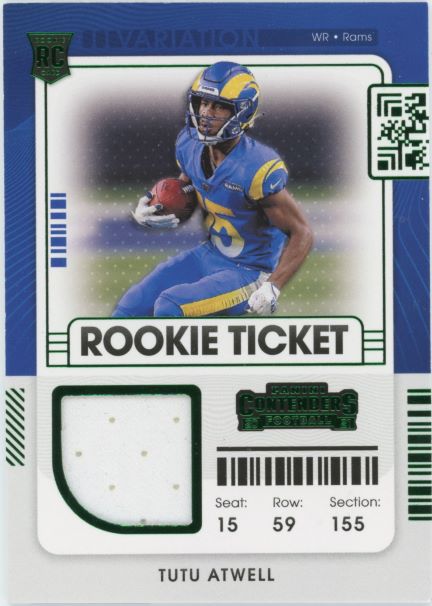 2021 Panini Contenders Tutu Atwell  Rookie Ticket Green Patch #RSV-TAT