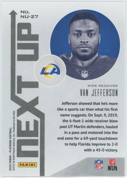 2020 Panini Playbook Van Jefferson Next Up Van Jefferson #NU-27