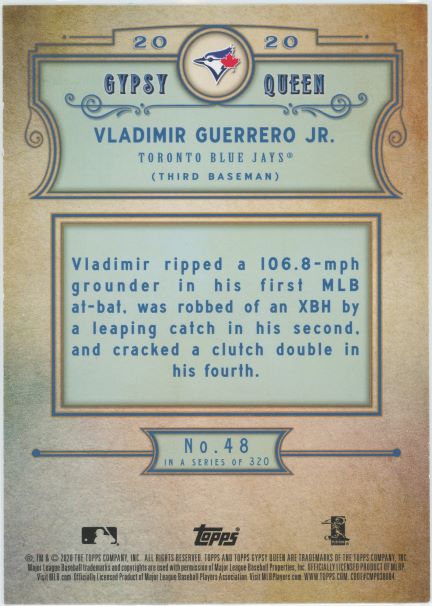 2020 Topps Gypsy Queen Vladimir Guerrero Jr Jumbo 5X7 /49 #48