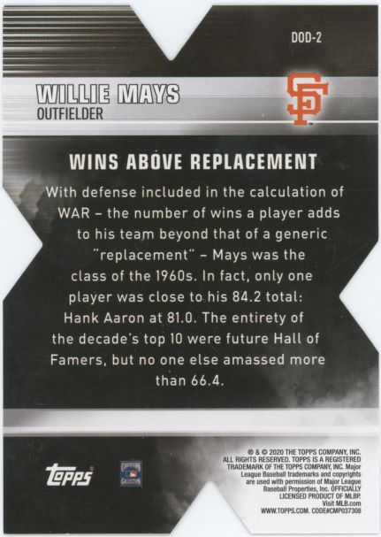 2020 Topps Willie Mays Decade of Dominance #DOD-2