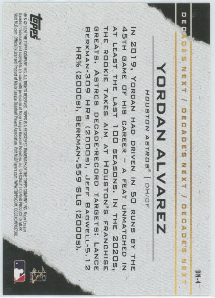 2020 Topps Series 1 Yordan Alvarez Decade's Next #DN-4