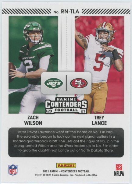 2021 Panini Contenders Zach Wilson/Trey Lance Rookie Round 1 Numbers